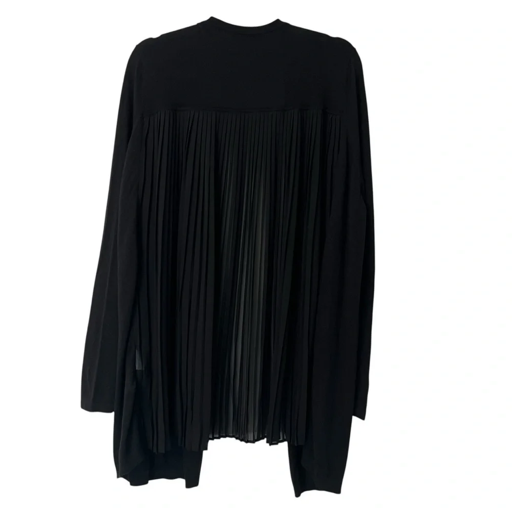 Sandro Open Front Silk Blend Pleated Cardigan Black Medium Contemporary Chic